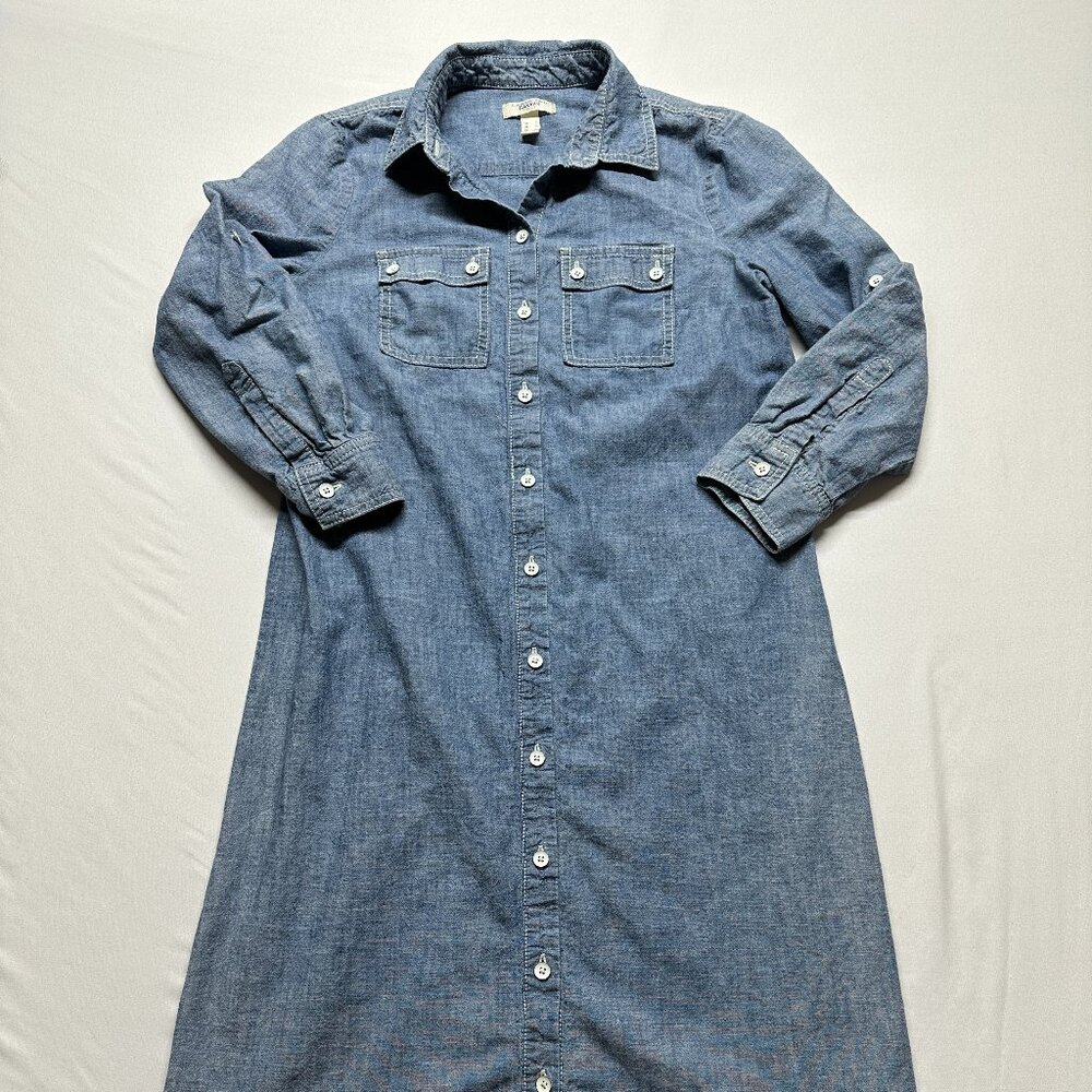 Lands’ End Canvas Chambray Dress Size 2 Classic Casual